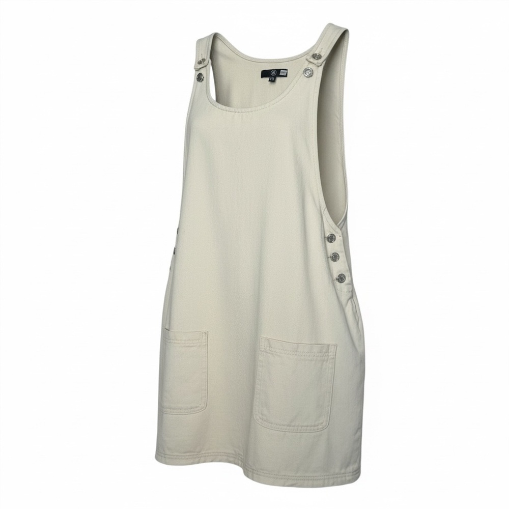 Missguided Butter Yellow Button Detail Pinafore Jumper Top Mini Dress Y2K Sz 10